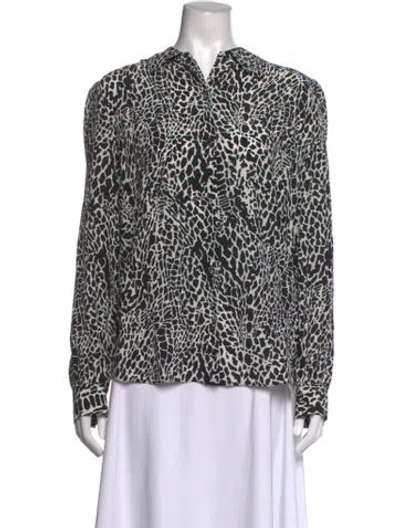 Pre-owned Frame Silk Animal Print Blouse In Black/white