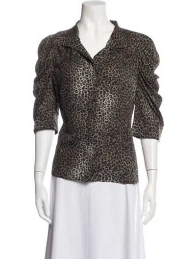 Pre-owned Frame Silk Animal Print Blouse In Blue