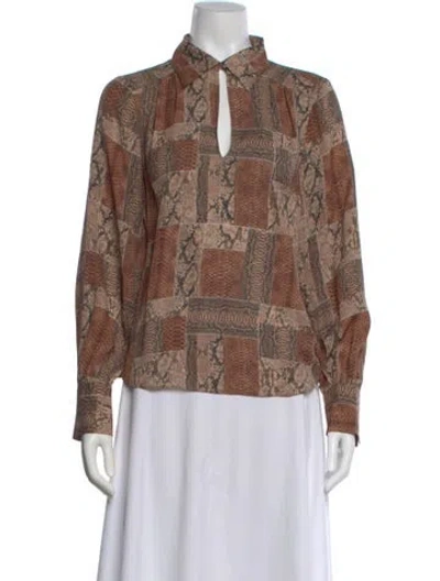 Pre-owned Frame Silk Animal Print Blouse In Brown