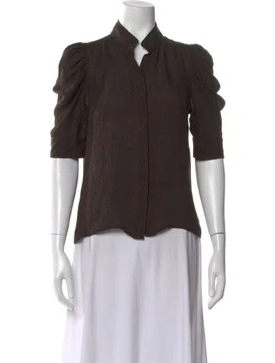 Pre-owned Frame Silk Animal Print Blouse In Brown
