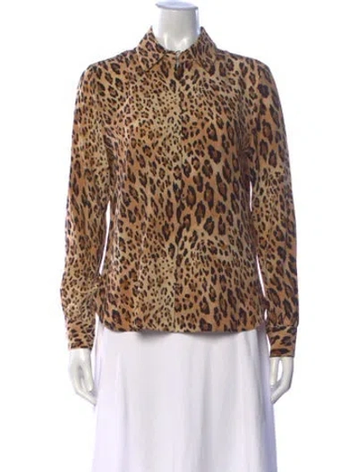 Pre-owned Frame Silk Animal Print Blouse In Brown