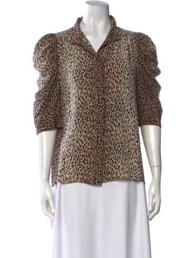 Pre-owned Frame Silk Animal Print Blouse In Brown