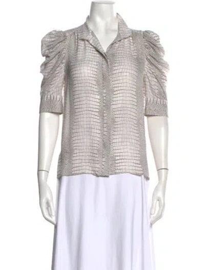 Pre-owned Frame Silk Animal Print Blouse In Brown