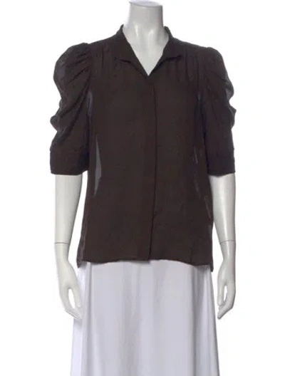 Pre-owned Frame Silk Animal Print Blouse In Brown