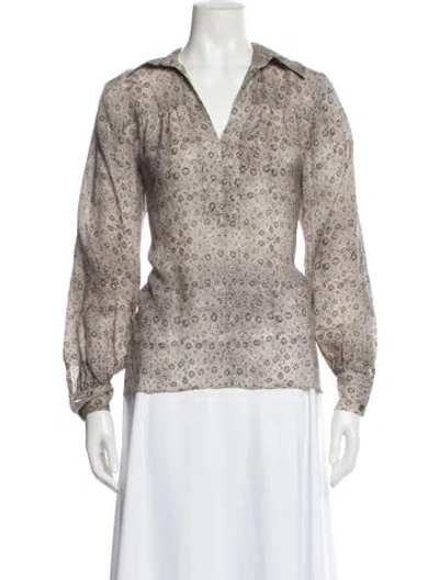 Pre-owned Frame Silk Animal Print Blouse In Neutral