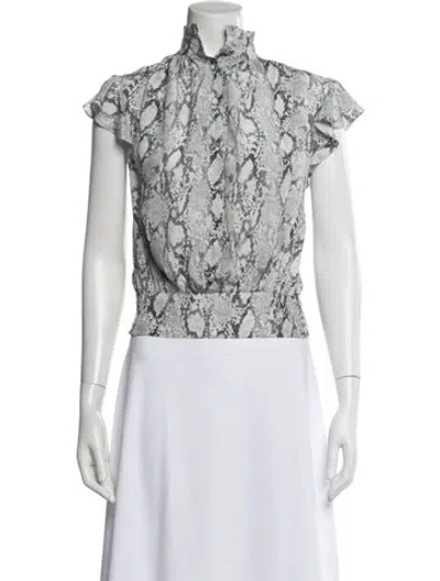 Pre-owned Frame Silk Animal Print Blouse In Neutral