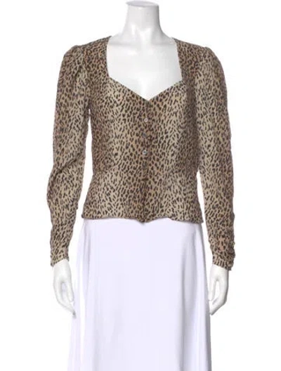 Pre-owned Frame Silk Animal Print Blouse In Neutral