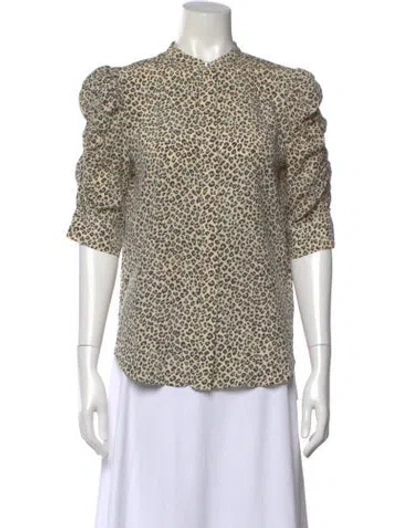 Pre-owned Frame Silk Animal Print Blouse In Neutral