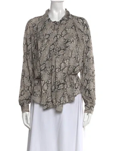 Pre-owned Frame Silk Animal Print Blouse In Neutral