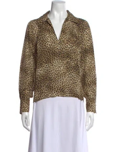 Pre-owned Frame Silk Animal Print Blouse In Neutrals