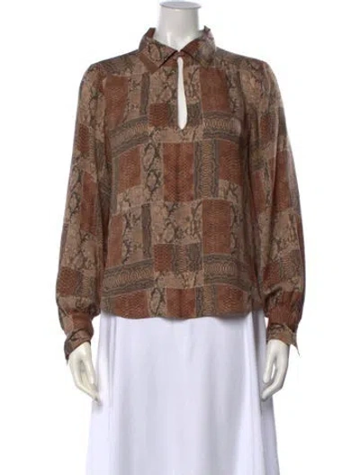Pre-owned Frame Silk Animal Print Blouse In Neutrals