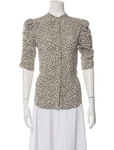 Pre-owned Frame Silk Animal Print Blouse In Neutrals