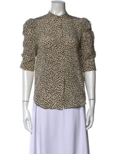 Pre-owned Frame Silk Animal Print Blouse In Neutrals