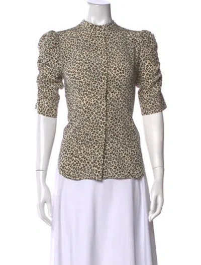 Pre-owned Frame Silk Animal Print Blouse In Neutrals