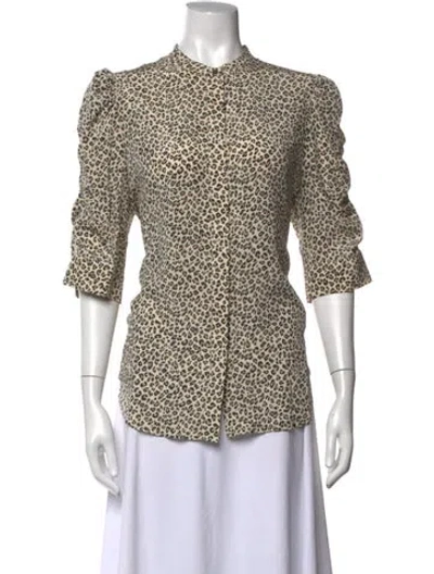 Pre-owned Frame Silk Animal Print Blouse In Neutrals