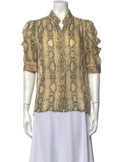 Pre-owned Frame Silk Animal Print Blouse In Neutrals