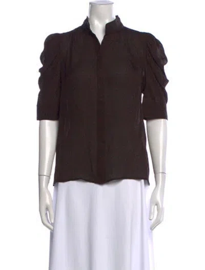 Pre-owned Frame Silk Animal Print Blouse W/ Tags In Brown