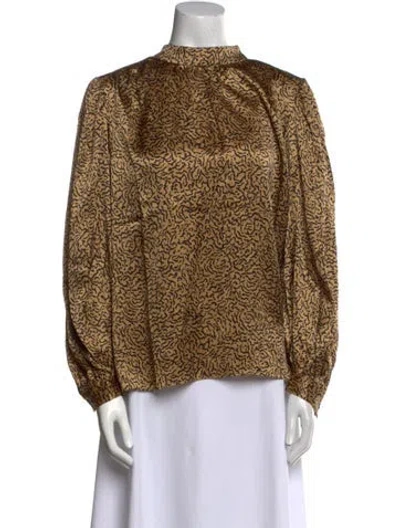 Pre-owned Frame Silk Animal Print Blouse W/ Tags In Neutral