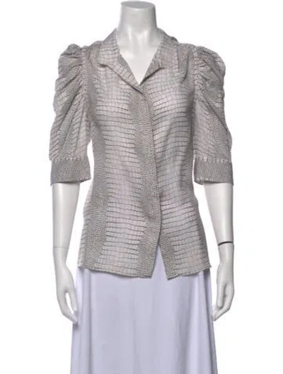 Pre-owned Frame Silk Animal Print Blouse In White