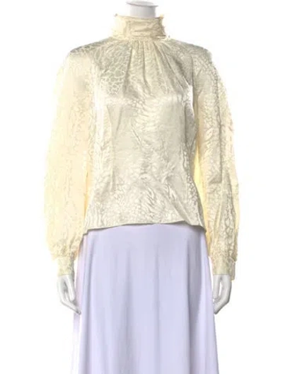 Pre-owned Frame Silk Animal Print Blouse In White