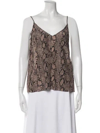 Pre-owned Frame Silk Animal Print Top In Brown