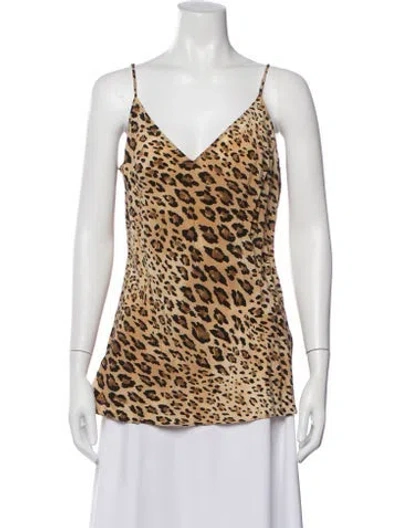Pre-owned Frame Silk Animal Print Top In Brown