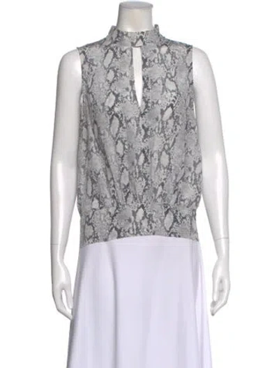 Pre-owned Frame Silk Animal Print Top In Gray