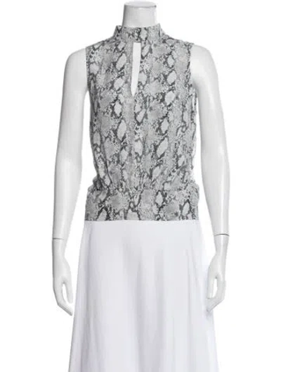 Pre-owned Frame Silk Animal Print Top In Gray