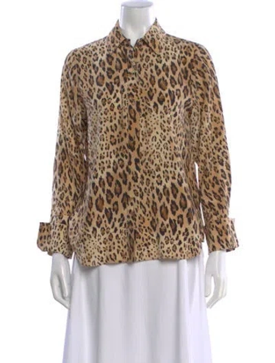 Pre-owned Frame Silk Animal Print Top In Multi