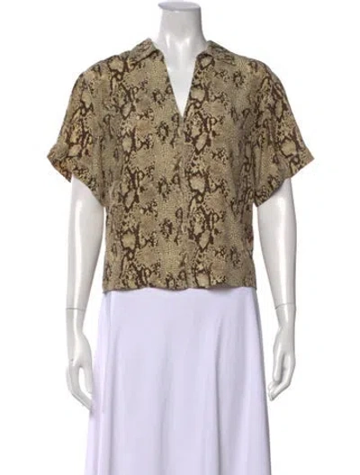 Pre-owned Frame Silk Animal Print Top In Multi