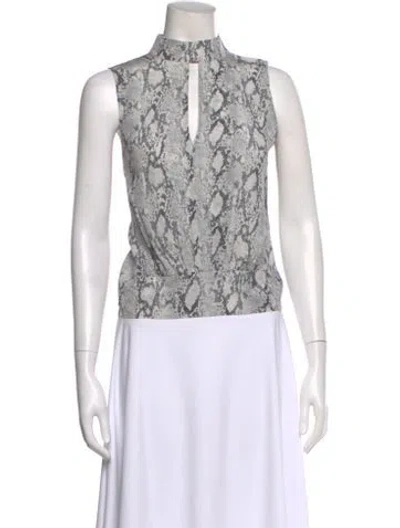Pre-owned Frame Silk Animal Print Top In Neutral