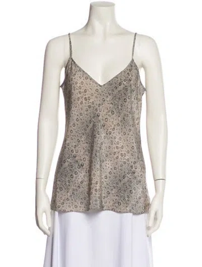 Pre-owned Frame Silk Animal Print Top In Neutral
