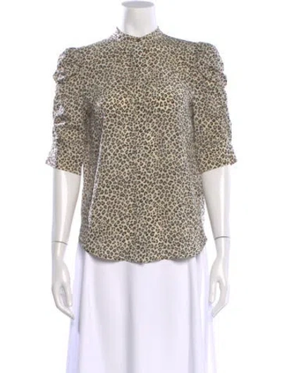 Pre-owned Frame Silk Animal Print Top In Neutral