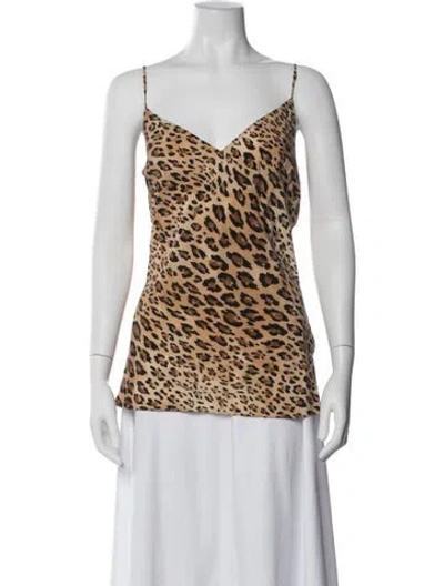 Pre-owned Frame Silk Animal Print Top In Neutral