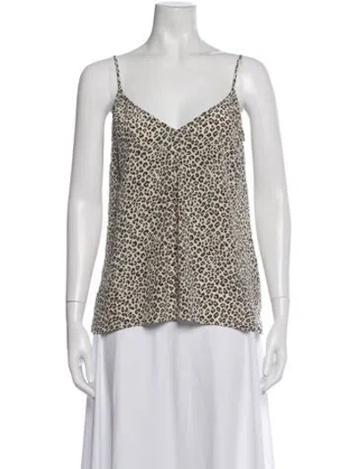 Pre-owned Frame Silk Animal Print Top In Neutrals