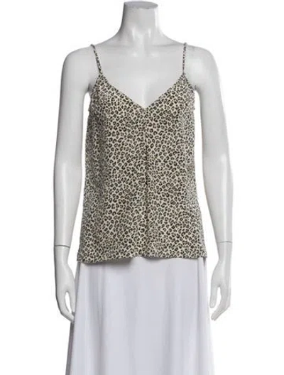 Pre-owned Frame Silk Animal Print Top In White