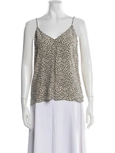 Pre-owned Frame Silk Animal Print Top In White