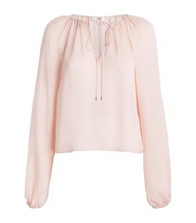 Frame Silk Balloon Blouse In Pink