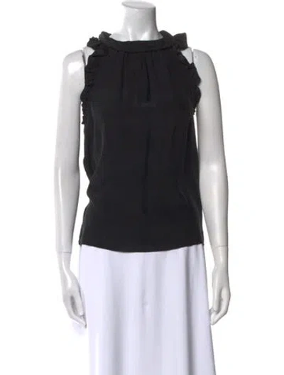 Pre-owned Frame Silk Bateau Neckline Blouse In Black