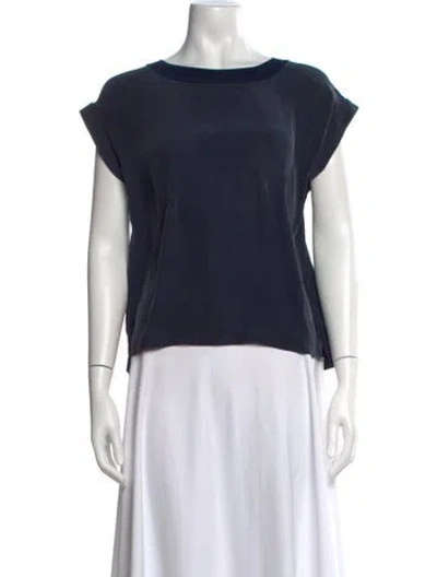 Pre-owned Frame Silk Bateau Neckline T-shirt In Blue