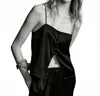 Frame Silk Button Cami Top In Black