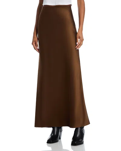 Frame Silk Column Maxi Skirt In Moss