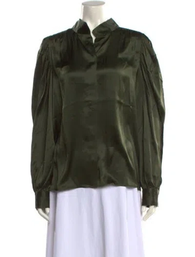 Pre-owned Frame Silk Cowl Neck Blouse W/ Tags In Green