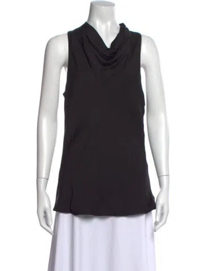 Pre-owned Frame Silk Cowl Neck Top In Black