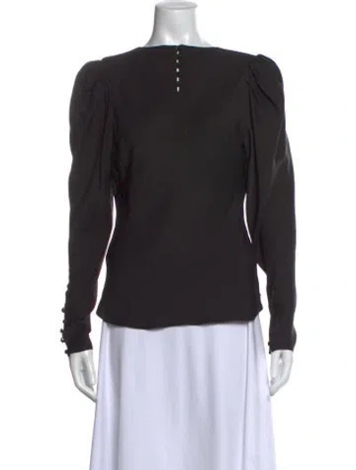 Pre-owned Frame Silk Crew Neck Blouse In Black