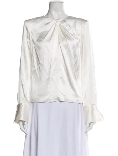 Pre-owned Frame Silk Crew Neck Blouse In Neutral