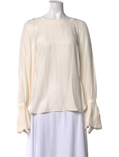 Pre-owned Frame Silk Crew Neck Blouse In Neutral