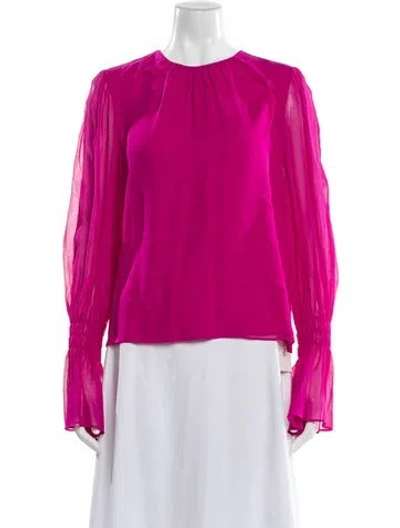 Pre-owned Frame Silk Crew Neck Blouse In Pink