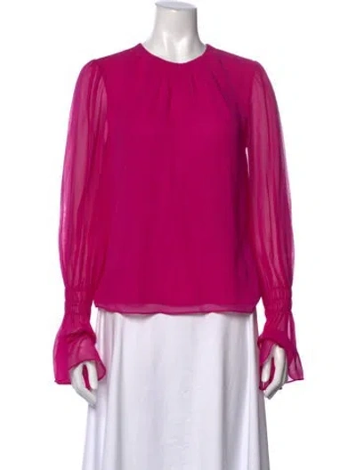 Pre-owned Frame Silk Crew Neck Blouse In Pink
