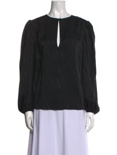 Pre-owned Frame Silk Crew Neck Blouse W/ Tags In Black